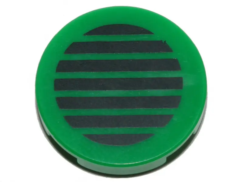 Green Tile, Round 2 x 2 with Bottom Stud Holder with Black Grille Pattern
