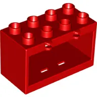 Red Duplo Container Box 2 x 4 x 2 with Open Sides (Undetermined Type)
