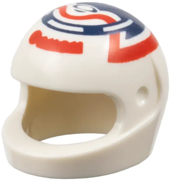 White Minifigure, Headgear Helmet Motorcycle (Standard) with Dark Blue Ring and Red Wavy Line Patter