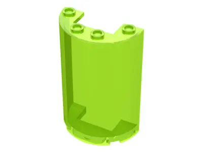 Trans-Neon Green Cylinder Half 2 x 4 x 5 with 1 x 2 Cutout