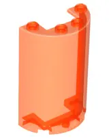 Trans-Neon Orange Cylinder Half 2 x 4 x 5 with 1 x 2 Cutout