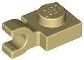 Tan Plate, Modified 1 x 1 with U Clip (Horizontal Grip)