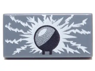 Dark Bluish Gray Tile 1 x 2 with Radio Antenna Lightning Pattern