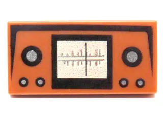 Dark Orange Tile 1 x 2 with Radio Frequency and Buttons Pattern