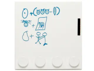 White Tile, Modified 4 x 4 with Studs on Edge with Blue Whiteboard Formula Pattern