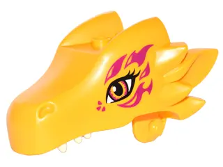 Bright Light Orange Dragon Head (Elves) Jaw Upper with Orange Eyes and Magenta Swirls Pattern (Zonya