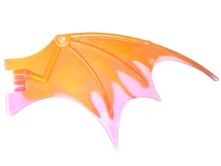 Bright Light Orange Dragon Wing 19 x 11 with Bar Hole and 2 Pin Holes with Marbled Trans-Dark Pink T