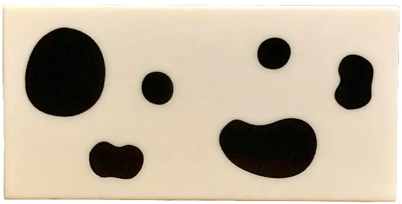 White Tile 2 x 4 with 6 Black Dalmatian Spots Pattern