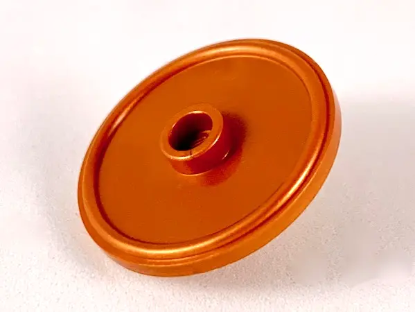 Reddish Copper Minifigure, Shield Circular / Round Rimmed Face with Stud