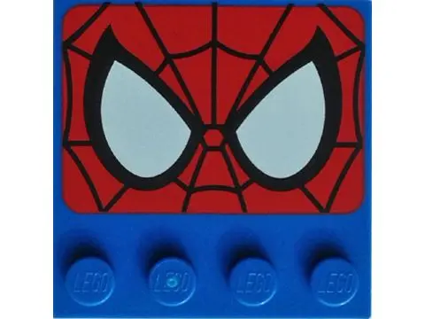 Blue Tile, Modified 4 x 4 with Studs on Edge with Spider-Man Eyes Pattern
