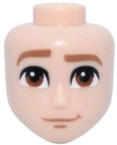 Nougat Mini Doll, Head Friends Male Large with Medium Nougat Eyebrows, Right Raised, Reddish Brown E