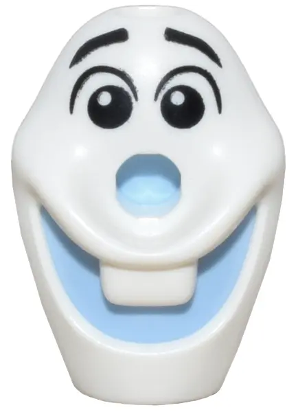 Minifigure, Head, Modified Olaf with Hole on Top with Molded Bright Light Blue Mouth and Nose and Pr