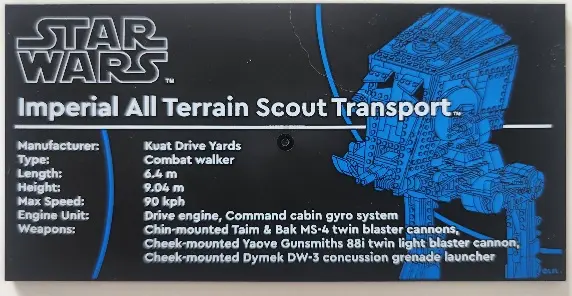 Tile 8 x 16 with Bottom Tubes, Textured Surface with Star Wars Imperial All Terrain Scout Transport 