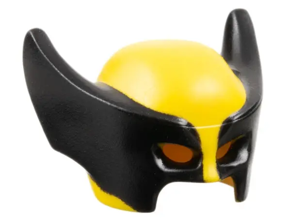 Yellow Minifigure, Headgear Mask Wolverine with Black Pointed Sides Pattern