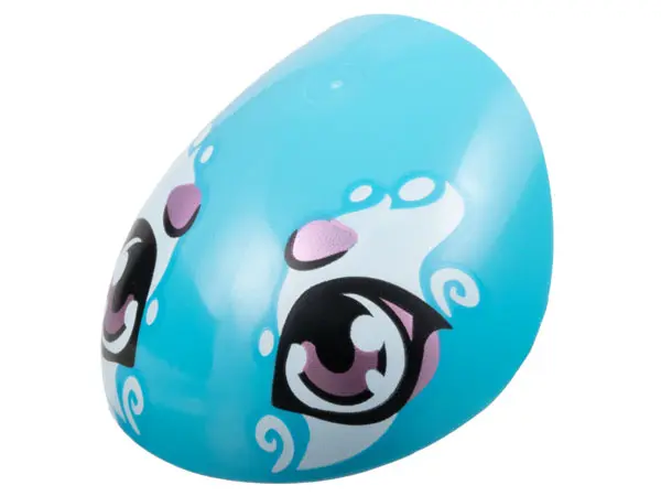 Medium Azure Large Figure Armor, Round, Smooth with Black and Metallic Pink Eyes and Spots and White