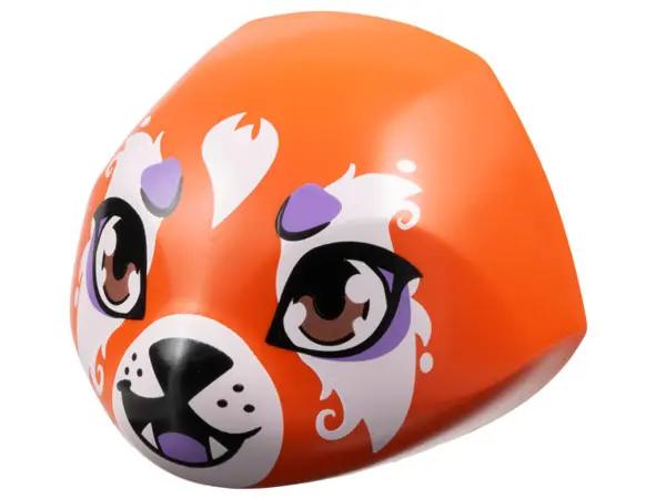 Reddish Orange Creature Head Large Smooth with 6 Studs and Axle Holder on Back with Medium Nougat Ey
