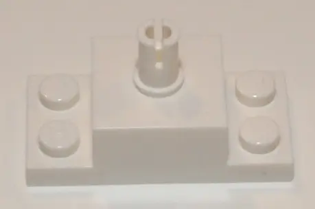 White Brick, Modified 2 x 4 with Pin on Top and Side Cutouts