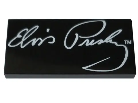 Black Tile 2 x 4 with 'Elvis Presley' Signature Pattern