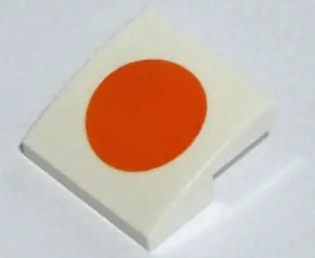 White Slope, Curved 2 x 2 x 2/3 with Orange Circle Pattern