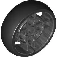 Pearl Dark Gray Wheel 43 x 14 Technic with Axle Hole and 4 Pin Holes with Molded Black Hard Rubber T