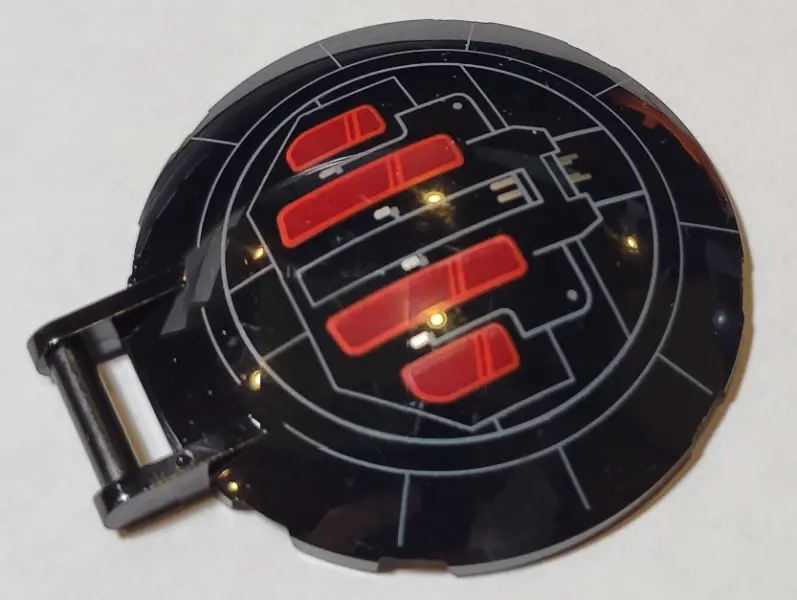 Black Dish 6 x 6 Inverted with Bar Handle with SW Kylo Ren's TIE Fighter Hatch Pattern