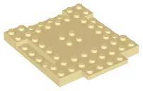 Tan Brick, Modified 8 x 8 x 2/3 with 1 x 4 Indentations and 1 x 4 Plate