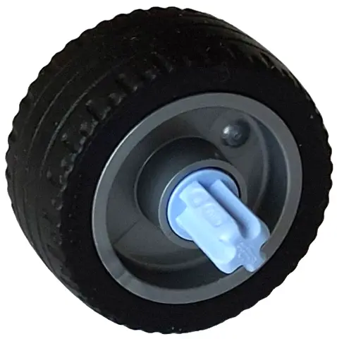 Silver Wheel 18mm D. x 12mm with Pin Hole and Stud, Dotted Brake Rotor Lines with Fixed Rotatable Br