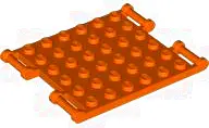 Orange Plate, Modified 6 x 6 with 4 Bar Handles on Opposite Sides