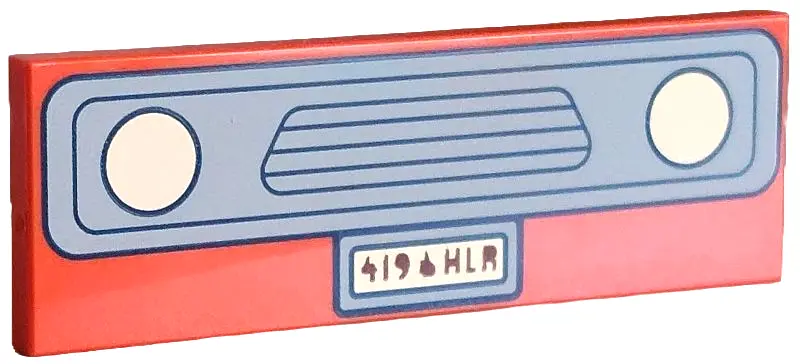 Orange Tile 2 x 6 with Bright Light Yellow Headlights and License Plate with Reddish Brown '419' Thu