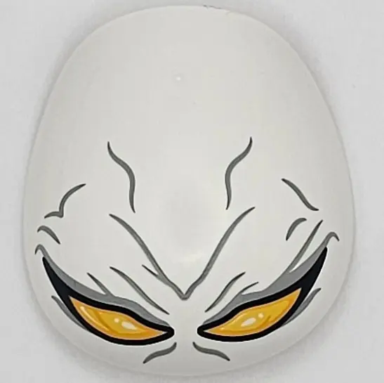 White Large Figure Armor, Round, Smooth with Large Bright Light Orange Eyes and Dark Bluish Gray Wri