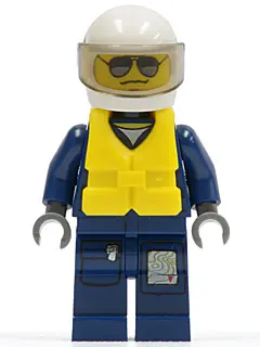 Forest Police - Helicopter Pilot, Dark Blue Flight Suit with Badge, Helmet, Life Jacket Center Buckl