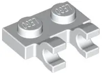 White Plate, Modified 1 x 2 with 2 U Clips (Horizontal Grip)