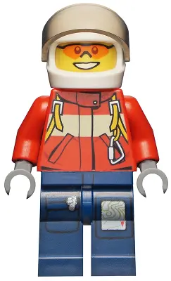 Fire - Pilot Male, Red Fire Suit with Carabiner, Dark Blue Legs with Map, White Helmet, Orange Sungl
