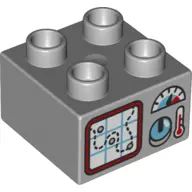 Light Bluish Gray Duplo, Brick 2 x 2 with Map, Dial and Gauges Pattern