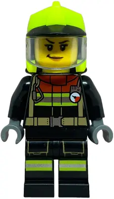 Fire Truck Soapbox Race Car Driver (Firefighter) - Female, Black Jacket and Legs with Reflective Str