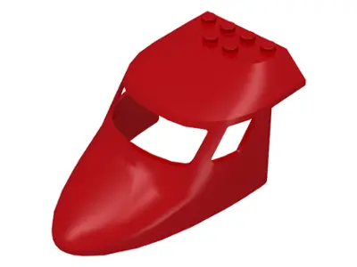 Red Aircraft Fuselage Forward Top Curved 6 x 10 x 4 with 3 Window Panes