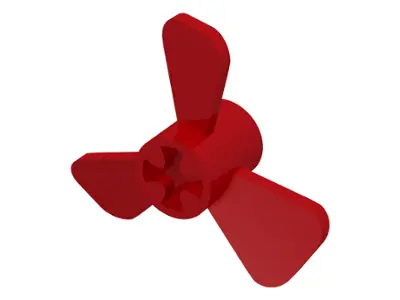 Red Propeller 3 Blade 3 Diameter with Axle Hole