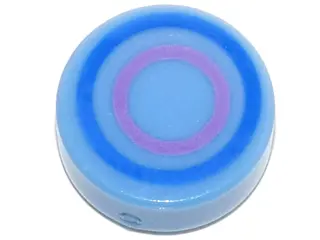 Medium Blue Tile, Round 1 x 1 with Concentric Blue and Dark Pink Circles Pattern