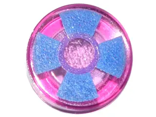 Trans-Dark Pink Tile, Round 1 x 1 with Blue and Medium Lavender Pinwheel Pattern