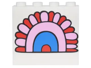 White Panel 1 x 4 x 3 with Side Supports - Hollow Studs with Red, Bright Pink and Blue Rainbow Arc P