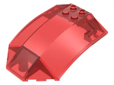 Trans-Red Windscreen 8 x 6 x 2 Curved Sloped Sides