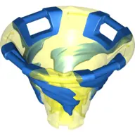 Trans-Neon Green Tornado of Spinjitzu with Bar Handles on Top Edge with Molded Blue Spiral Pattern