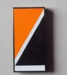 Black Tile 2 x 4 with Orange Triangle at Upper Left of Diagonal White Line Pattern