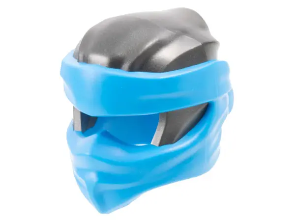 Pearl Dark Gray Minifigure, Headgear Ninjago Wrap Type 9 with Molded Dark Azure Wraps and Knot Patte