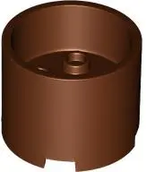 Brown Brick, Round 3 x 3 x 2 with Recessed Center and Axle Hole
