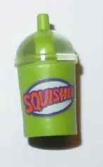 Lime Minifigure, Utensil Cup, Dome Lid Cup and Straw with Trans-Clear Lid and Dark Purple and Orange