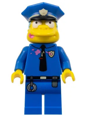 Chief Wiggum with Dark Pink Frosting Splotches on Face and Shirt