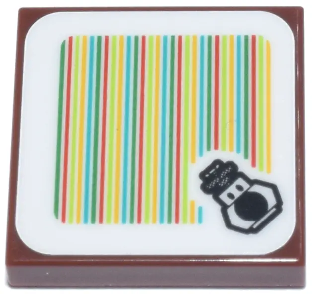 Reddish Brown Tile 2 x 2 with Super Mario Scanner Code Wiggler Pattern (Sticker) - Set 71434