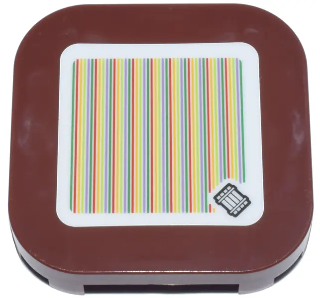 Reddish Brown Tile, Modified 4 x 4 with Rounded Corners and 4 Feet with Super Mario Scanner Code Raf