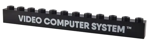 Black Brick 1 x 12 with White 'VIDEO COMPUTER SYSTEM' Pattern